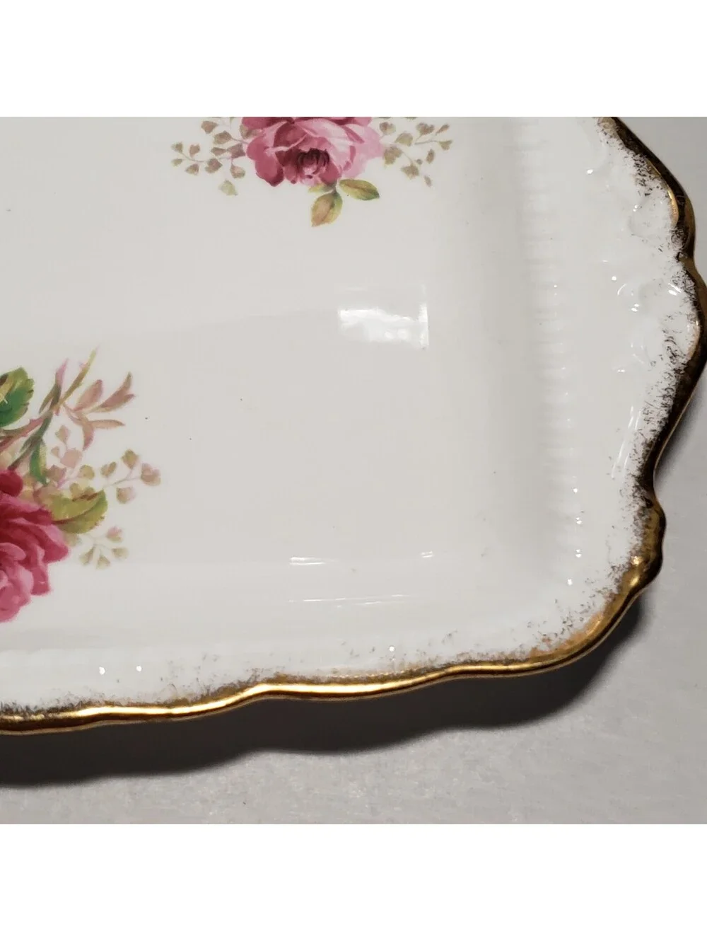 Vintage Royal Albert Amercian Beauty Sandwich Tray Vanity Pink Roses England